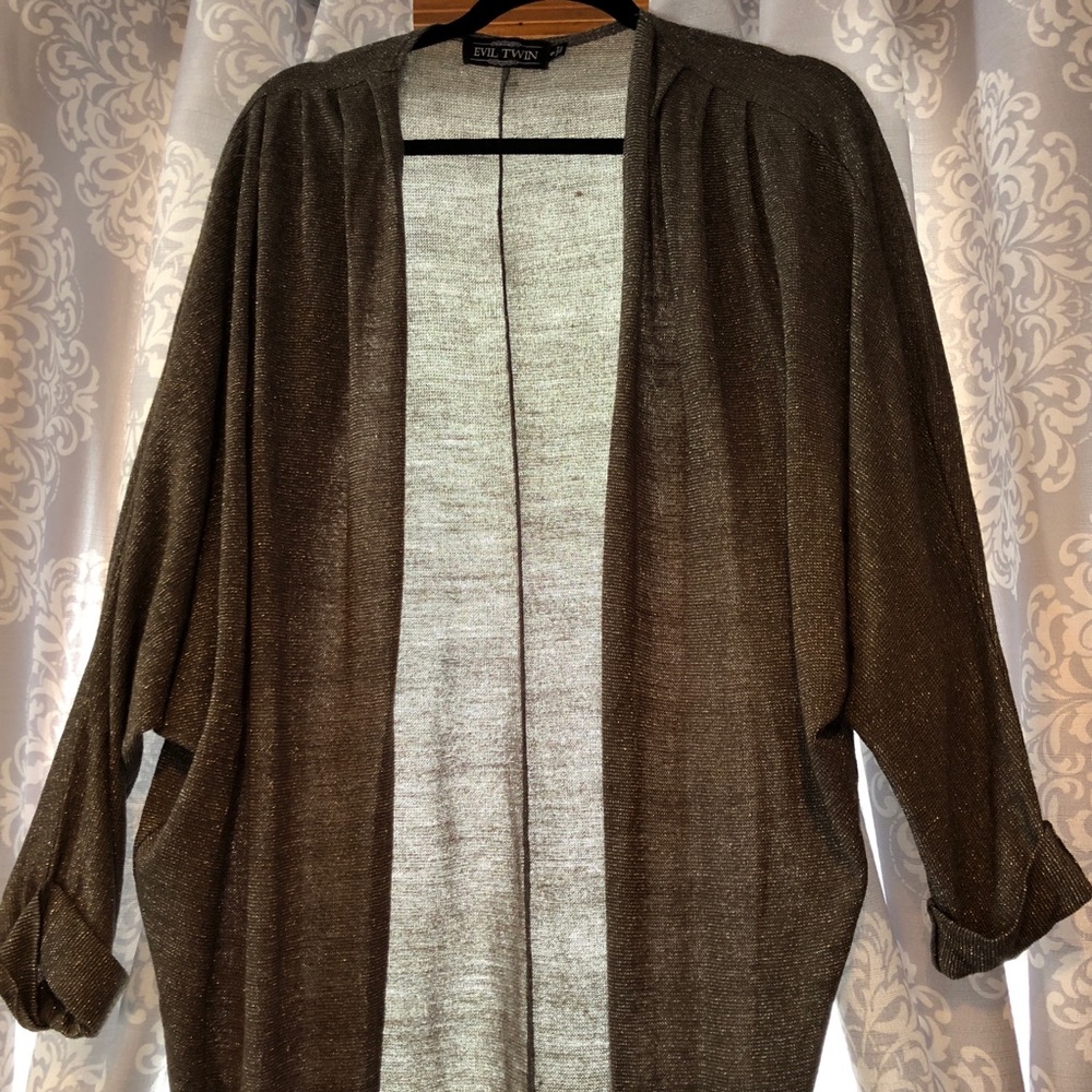 Gray Sparkly Evil Twin Long Cardigan